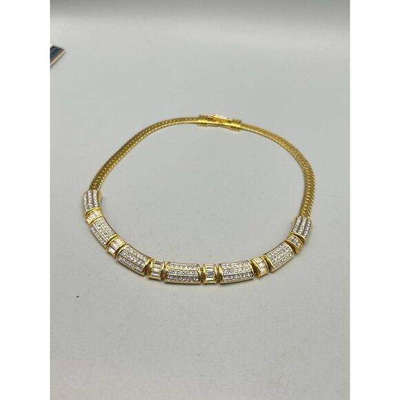 Vintage Swarovski Choker Necklace Gold Plated with Clear Crystals - Picture 4 of 8